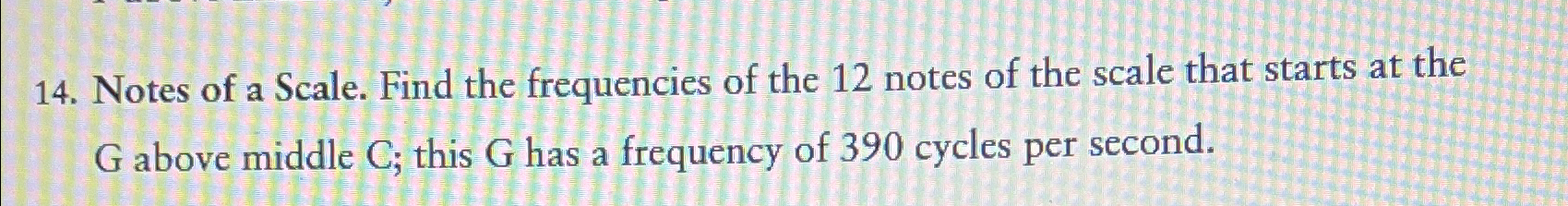 Solved Notes of a Scale. Find the frequencies of the 12 | Chegg.com