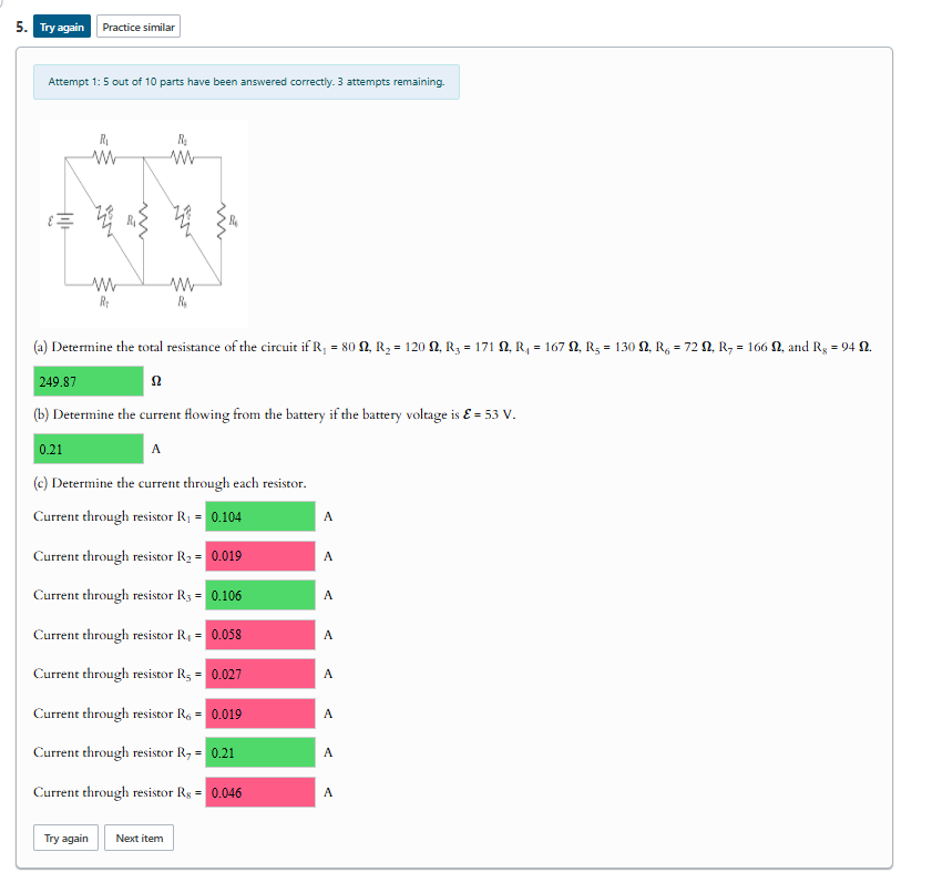 Solved Attempt 1: 5 ﻿out of 10 ﻿parts have been answered | Chegg.com