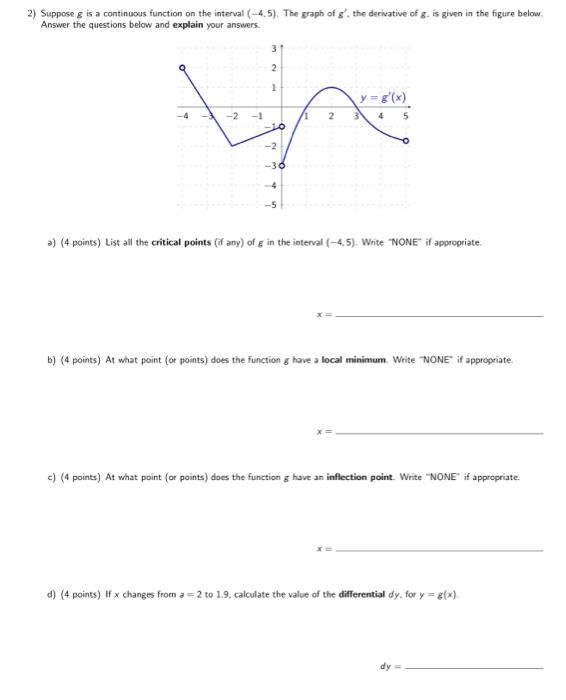 Solved 2) Suppose g is a continuous function on the interval | Chegg.com