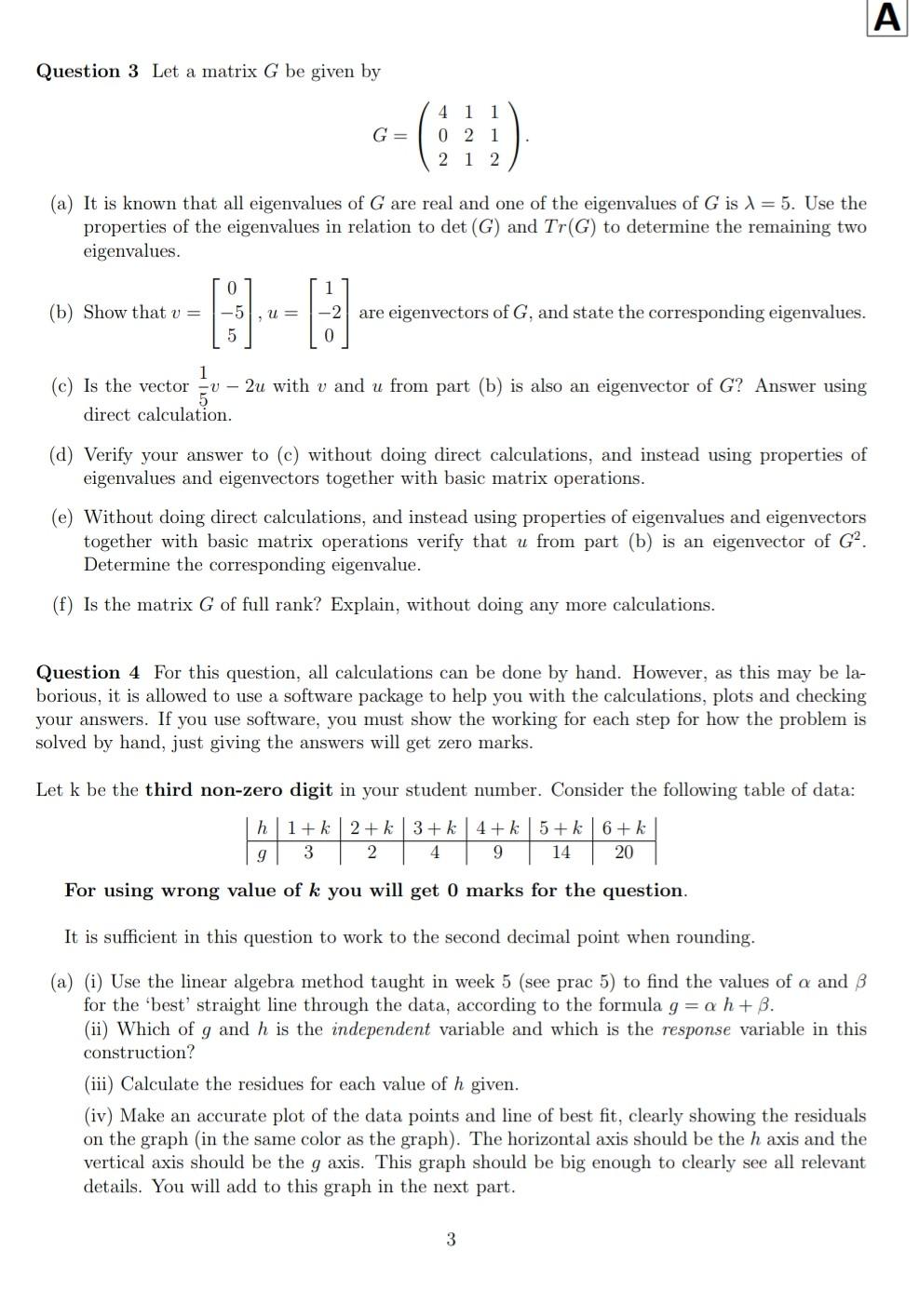 Solved Question 3 Let a matrix G be given by G=⎝⎛402121112⎠⎞ | Chegg.com