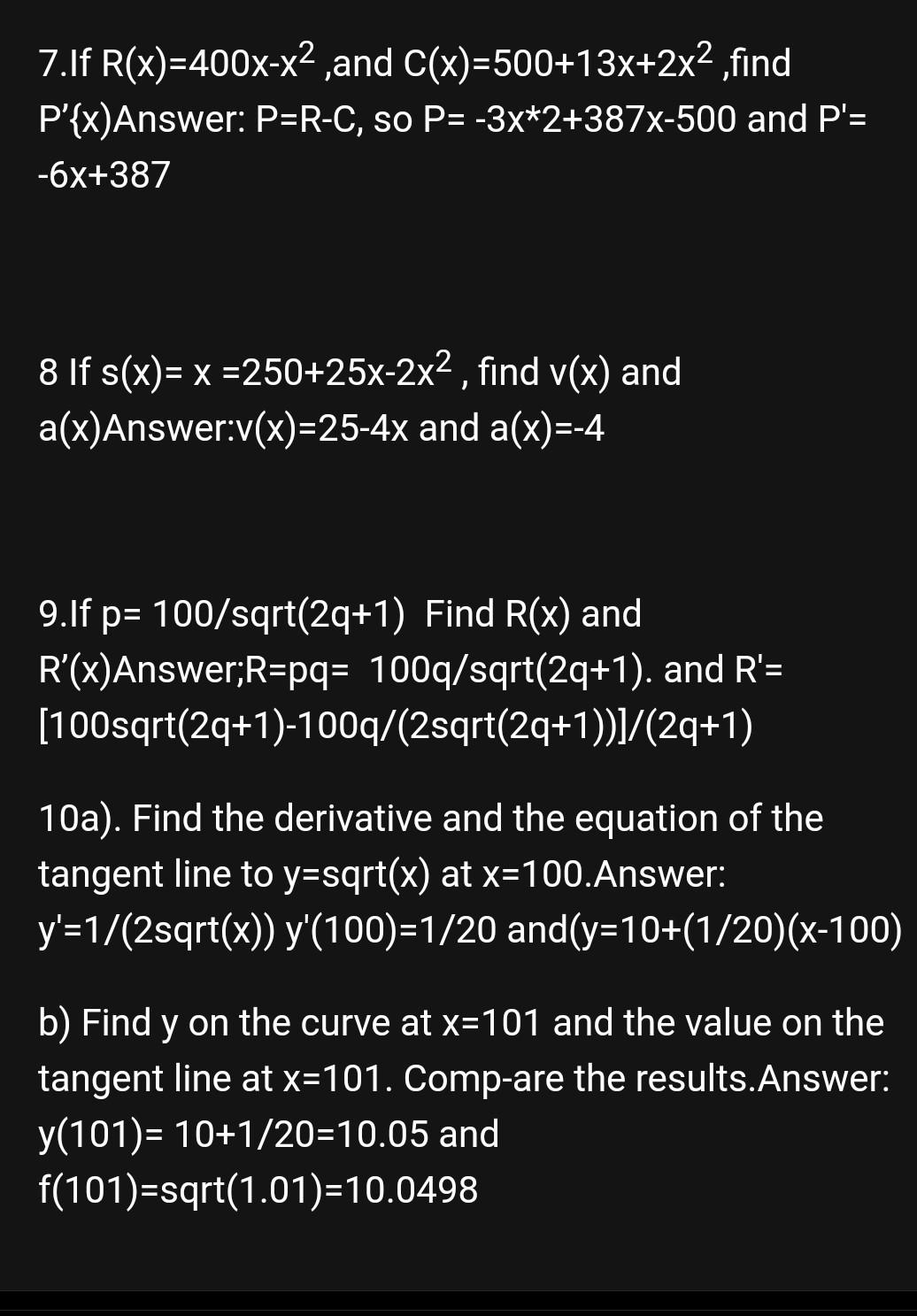 Solved 7 If R X 700 40x X2 And C X 500 15x 2x2 Find P Chegg Com