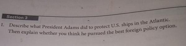 Solved Section 3Describe What President Adams Did To Protect | Chegg.com