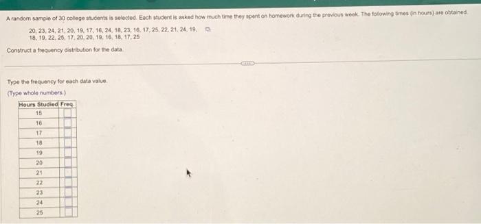 Solved A random sample of 30 college students is selected. | Chegg.com