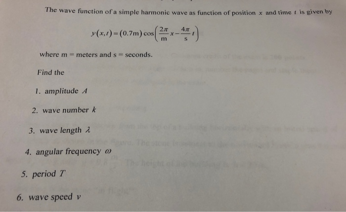 Solved The wave function of a simple harmonic wave as | Chegg.com