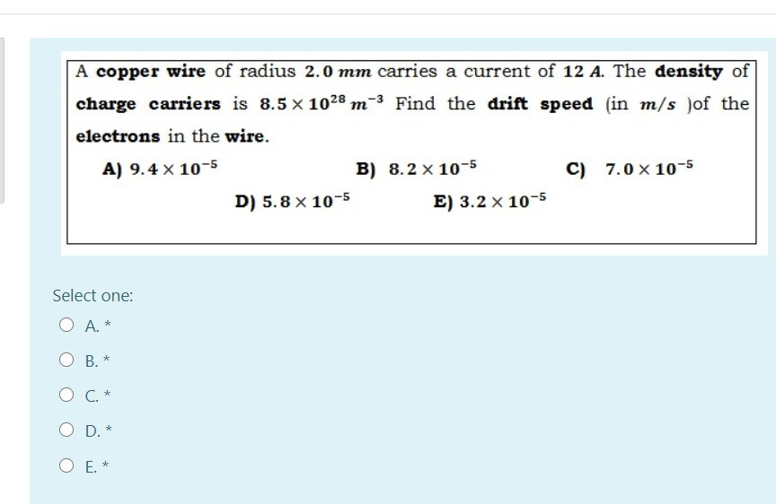 Solved A copper wire of radius 2.0 mm carries a current of