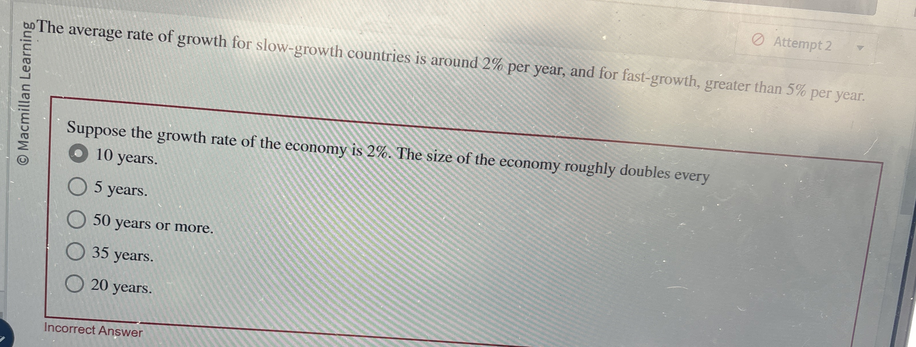 Solved Suppose the growth rate of the economy is 2%. ﻿The | Chegg.com