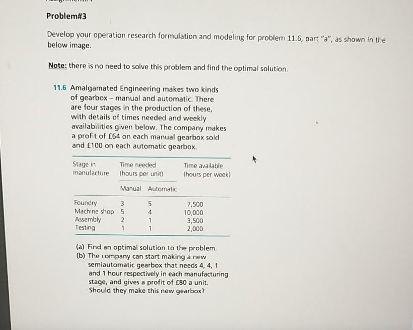 Solved Problem#3 Develop your operation research formulation | Chegg.com