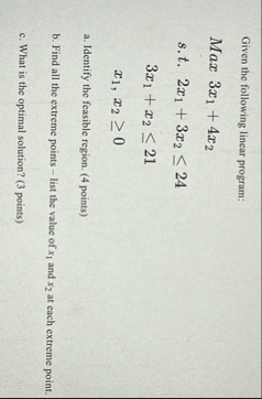 Solved Given the following linear program:Max | Chegg.com