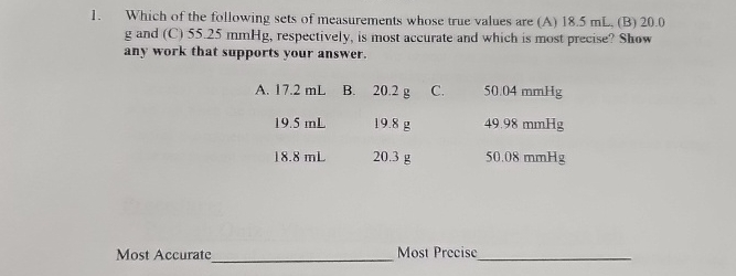 Solved Which of the following sets of measurements whose | Chegg.com