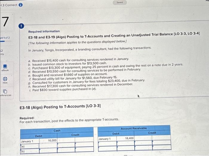 Solved Required information E3-18 and E3-19 (Algo) Posting | Chegg.com
