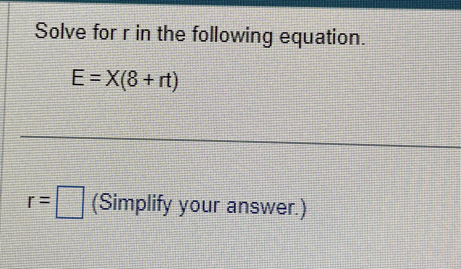 Solved Solve for r ﻿in the following | Chegg.com