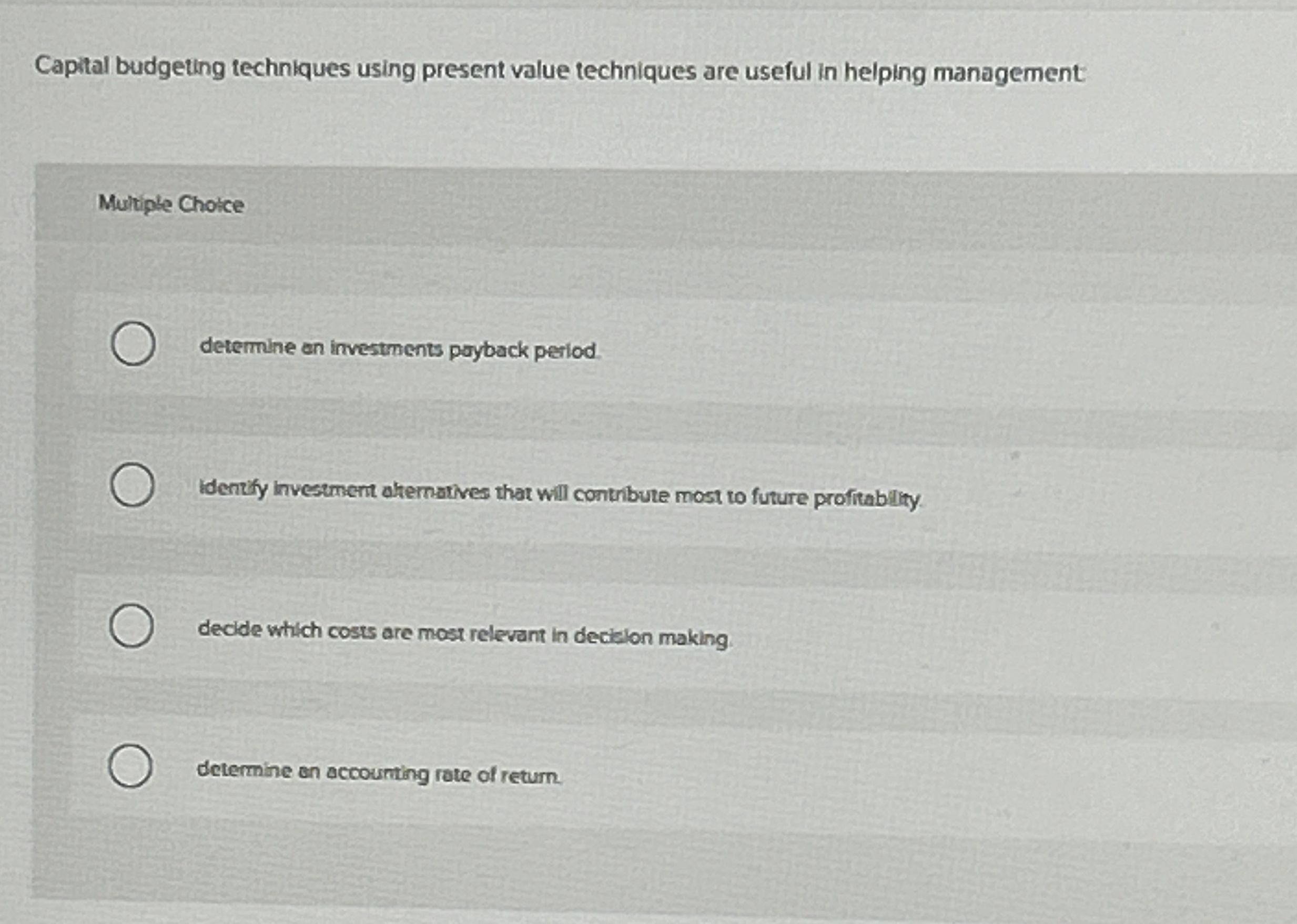 Solved Capital budgeting techniques using present value | Chegg.com