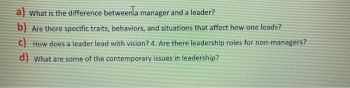 Solved a) what is the difference betweenla manager and a | Chegg.com