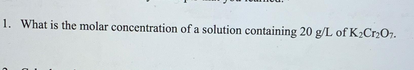 Solved What is the molar concentration of a solution | Chegg.com