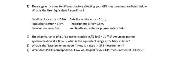 Solved 1) The range errors due to different factors | Chegg.com