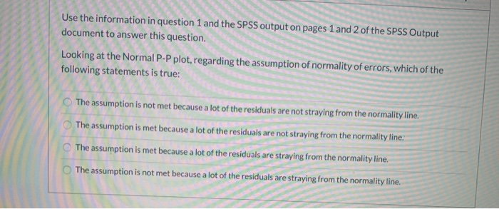 Solved Use the information in question 1 and the SPSS output | Chegg.com