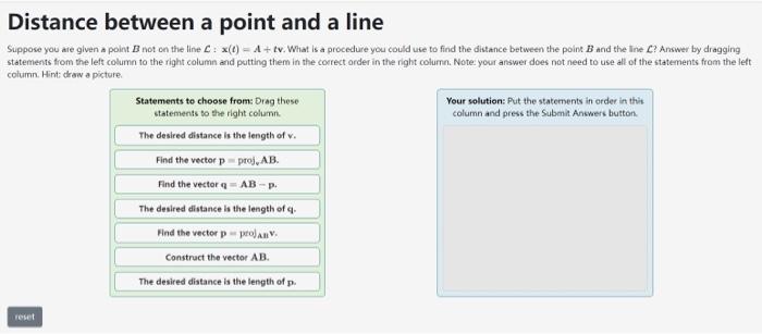 Solved Distance between a point and a line Suppose you are | Chegg.com