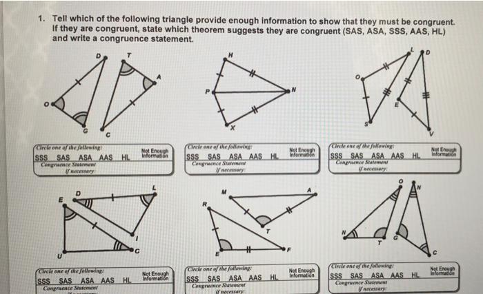 Answered: D Circle one of the following: sss SAS…