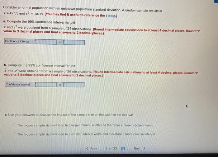 Solved Consider a normal population with an unknown | Chegg.com