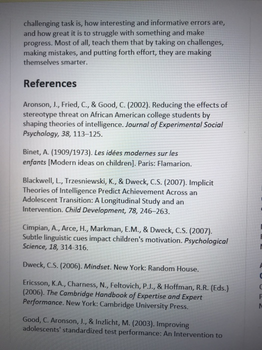Solved Practice Paragraph 1 In “Brainology,” Carol Dweck