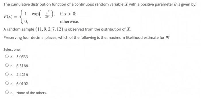 Solved The cumulative distribution function of a continuous | Chegg.com