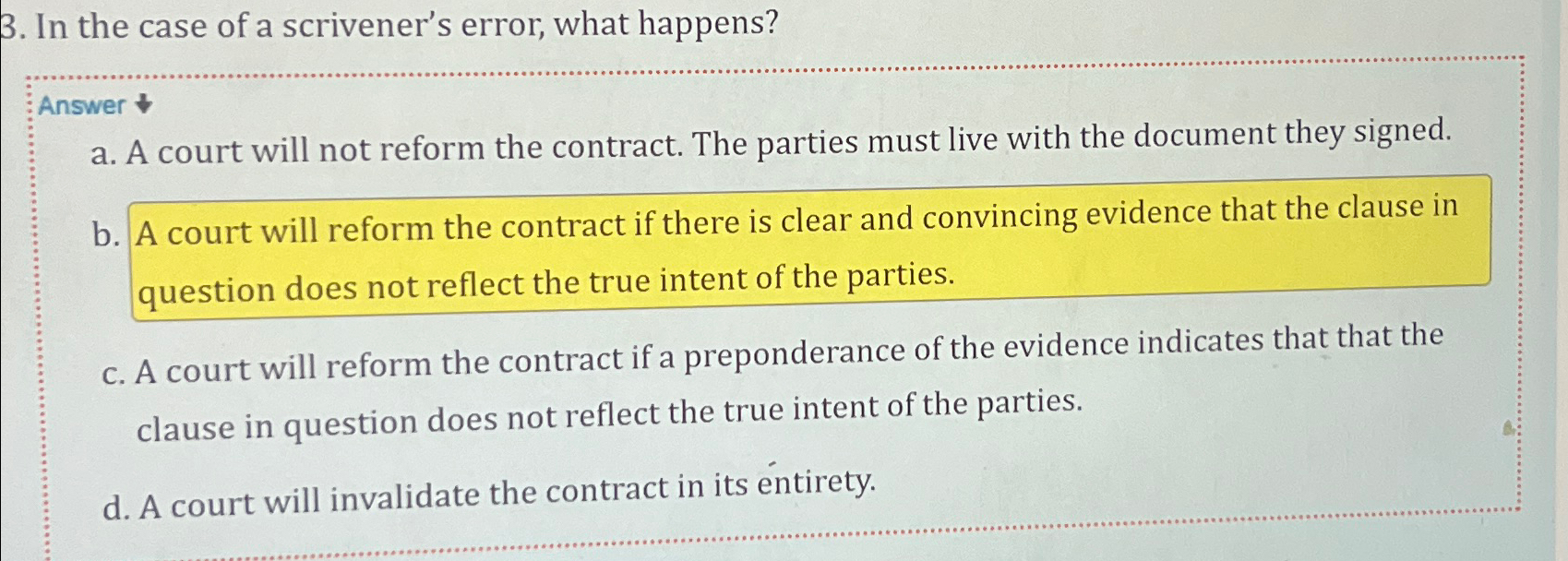 Solved In the case of a scrivener's error, what | Chegg.com