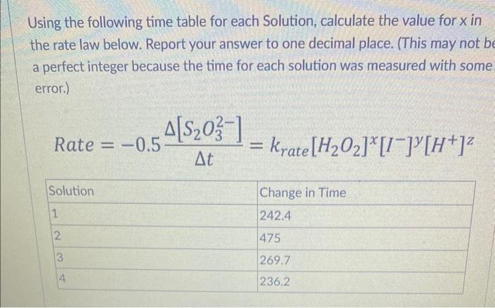 Using the following time table for each Solution, | Chegg.com