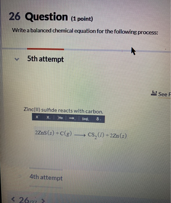 26 Question 1 Point Write A Balanced Chemical Chegg  26 Question 1 Point Write A Balanced Chemical Chegg