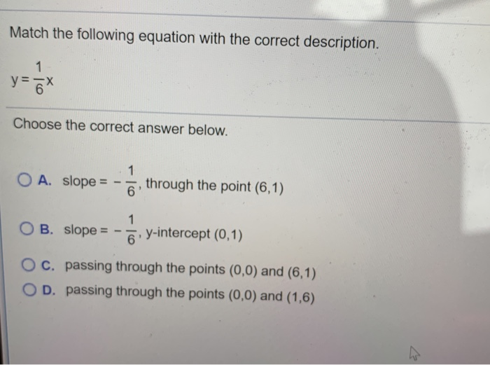 Solved Match the following equation with the correct | Chegg.com