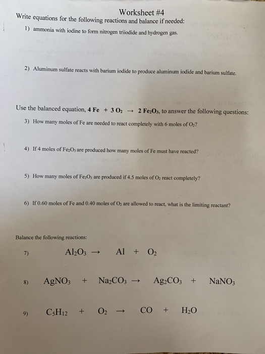 Worksheet 4 Write Equations For The Following Chegg 