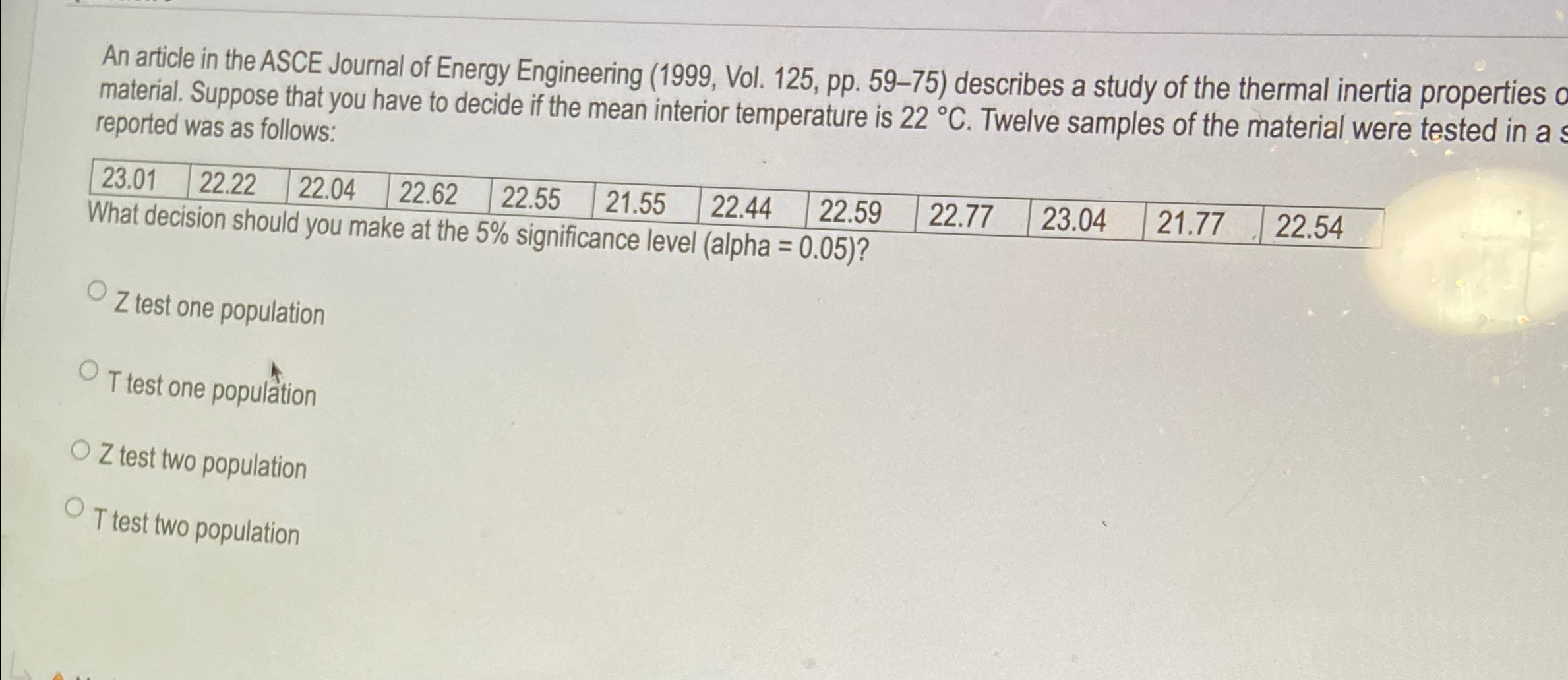 Solved An article in the ASCE Journal of Energy Engineering
