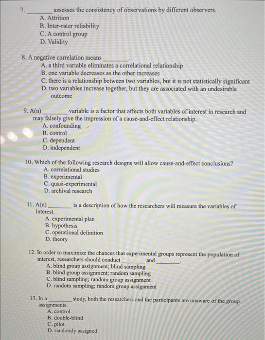 Solved 7. assesses the consistency of observations by