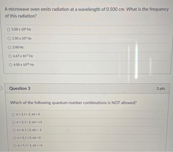 Solved A microwave oven emits radiation at a wavelength of