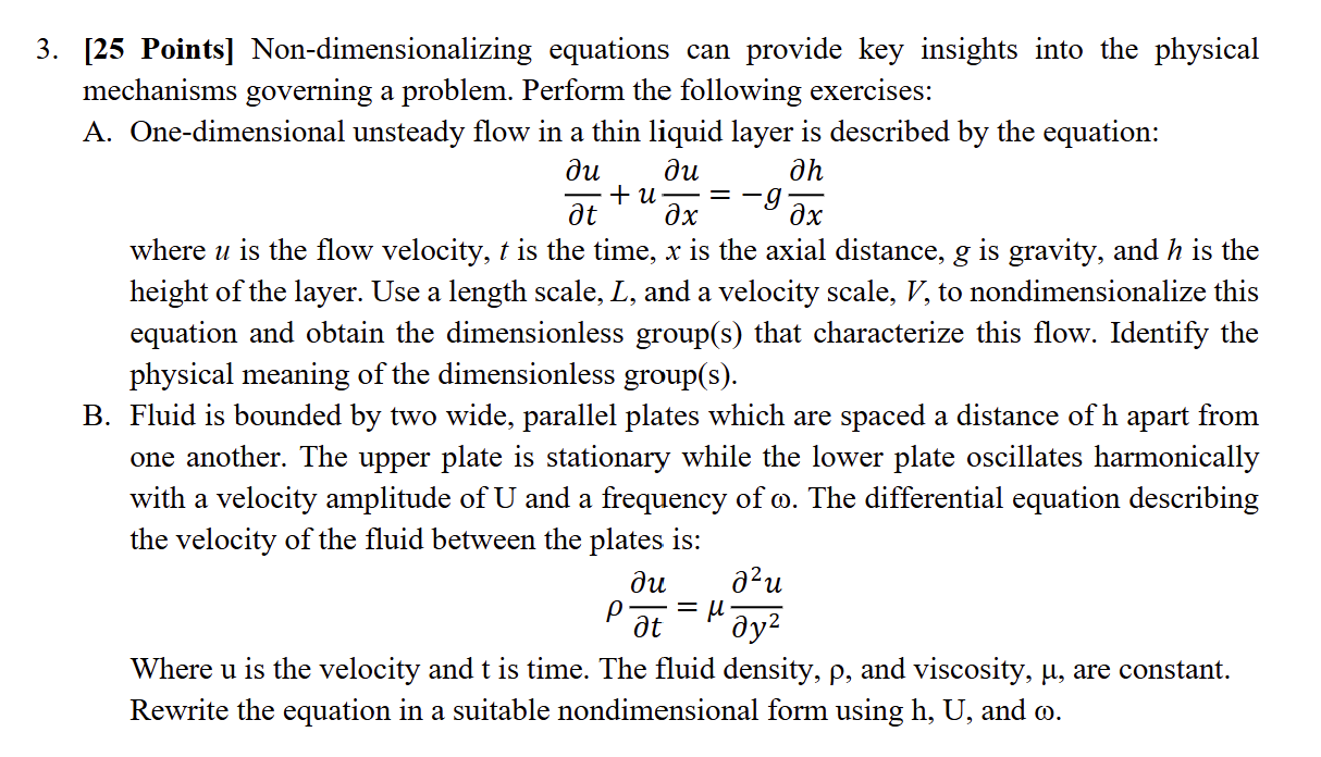 Solved [25 ﻿Points] ﻿Non-dimensionalizing equations can | Chegg.com