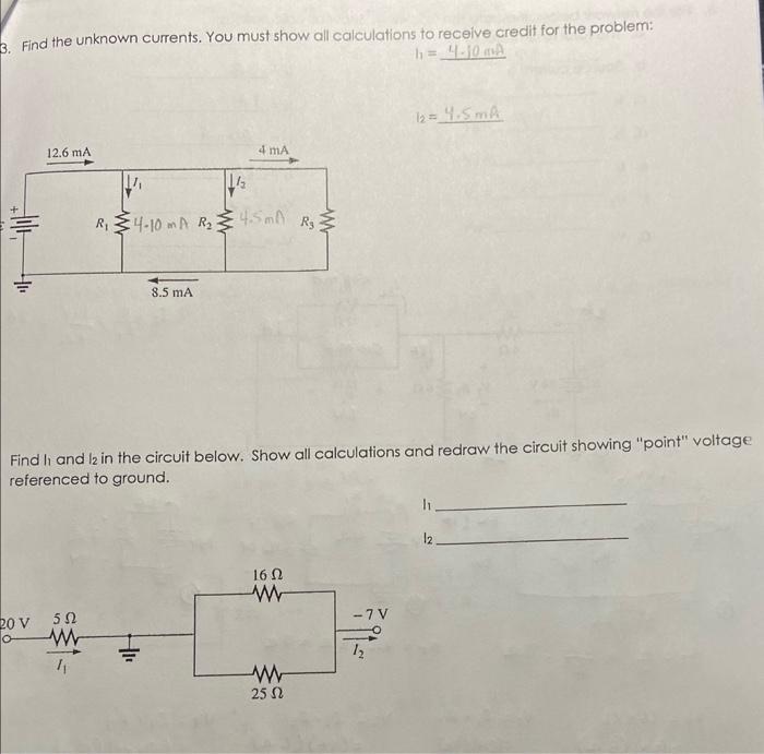 Solved Find the unknown currents. You must show all | Chegg.com