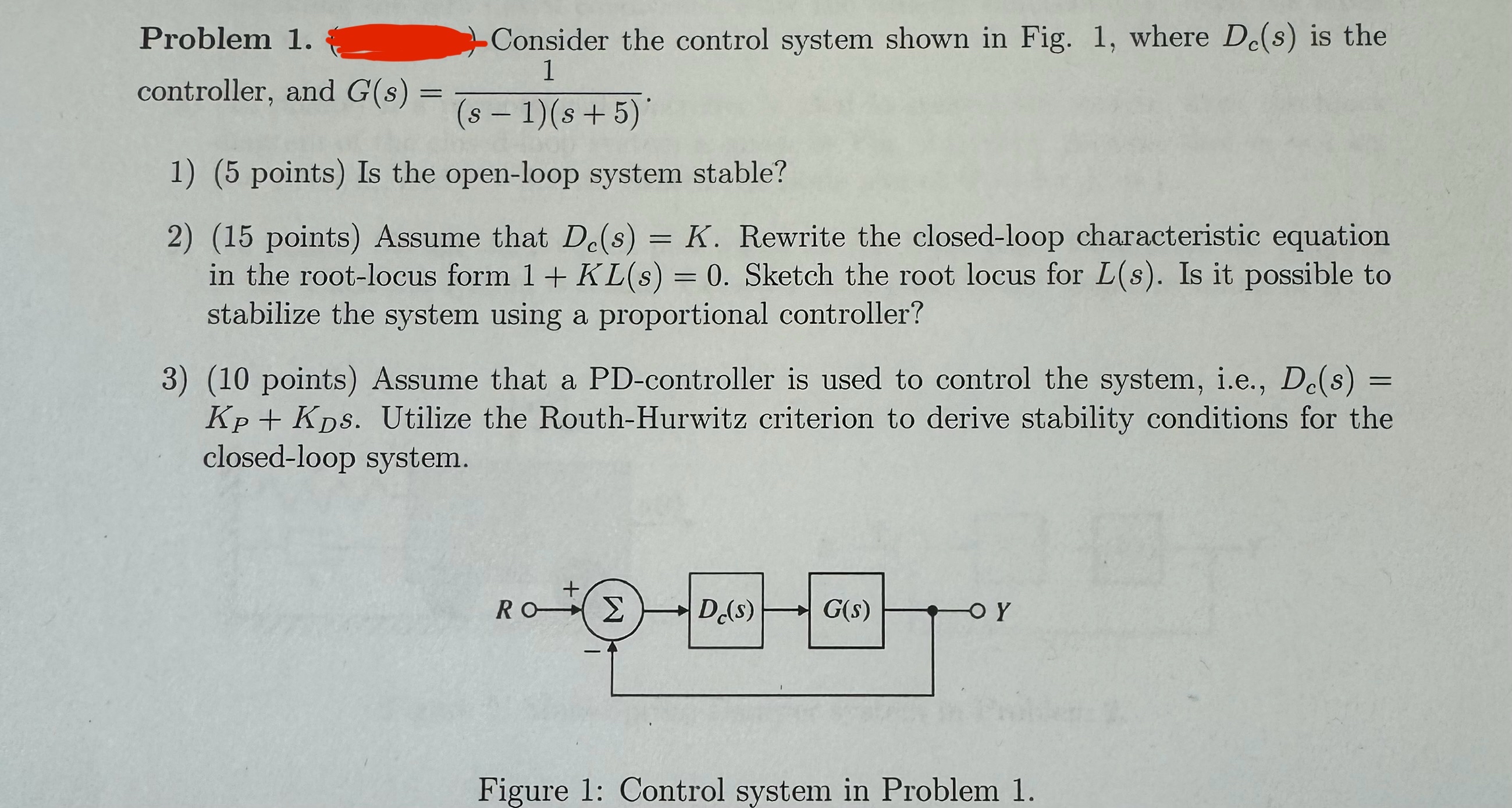 Solved Problem 1. q,q, ﻿Consider the control system shown in | Chegg.com