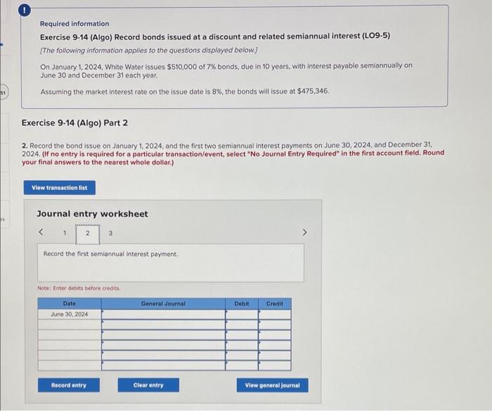 [Solved] Required information Exercise 914 (Algo) Record