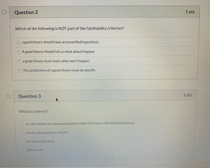 Solved Question 1 1 pts Scientific theories must be phrased | Chegg.com