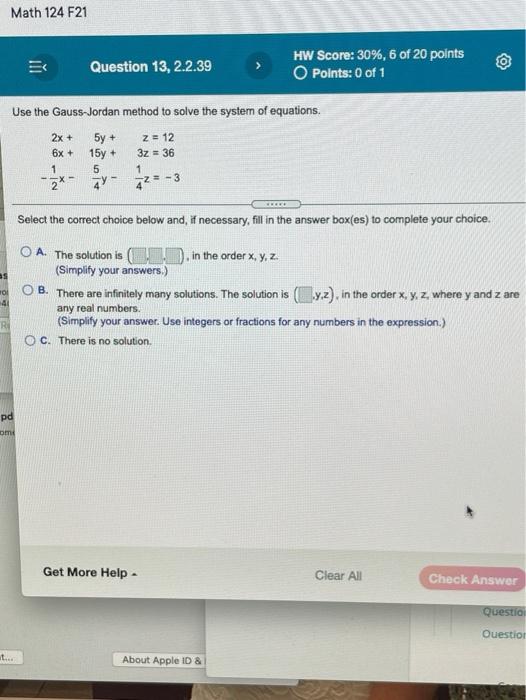 Solve this system using matrices: x1 − x2 + x3 = 6 2x1 − x2 + x3 = 5 3x1 + x2 + 3x3 = −20 picture