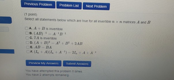 Solved Previous Problem Problem List Next Problem (1 point) | Chegg.com