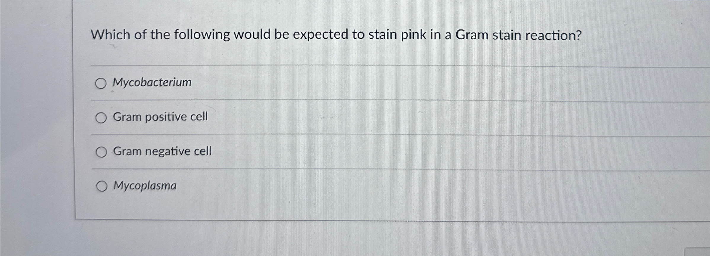 Solved Which of the following would be expected to stain | Chegg.com