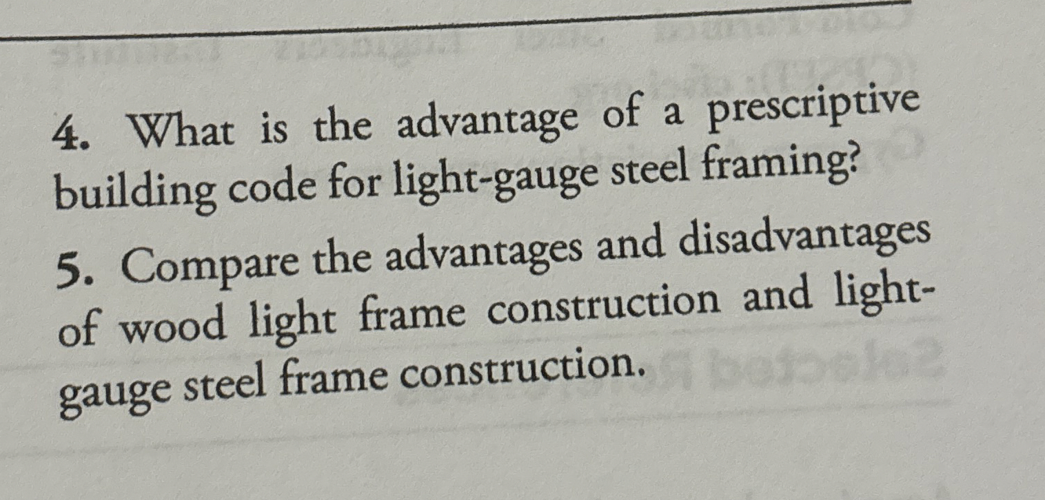 Solved What is the advantage of a prescriptive building code | Chegg.com