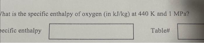 Solved That is the specific enthalpy of oxygen (in kJ/kg ) | Chegg.com