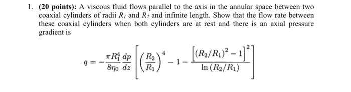 Solved Points A Viscous Fluid Flows Parallel To The Chegg Com