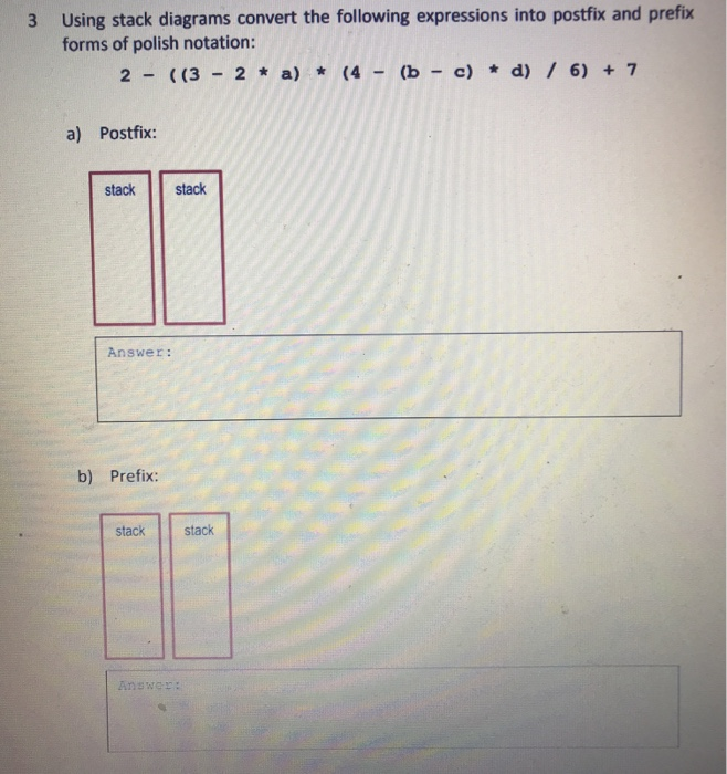 Solved 3 Using stack diagrams convert the following | Chegg.com