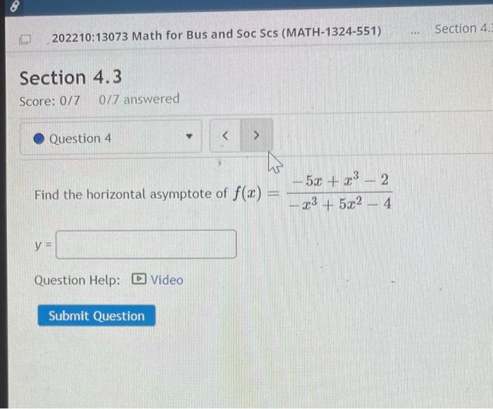 Solved 8 Section 4. 202210:13073 Math for Bus and Soc Scs | Chegg.com
