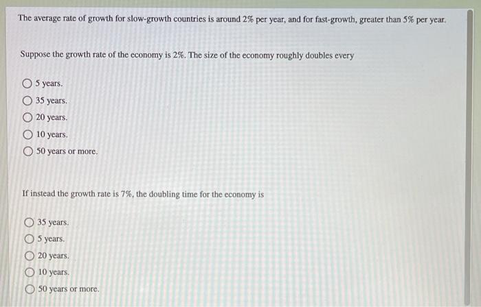 Solved The average rate of growth for slow-growth countries | Chegg.com