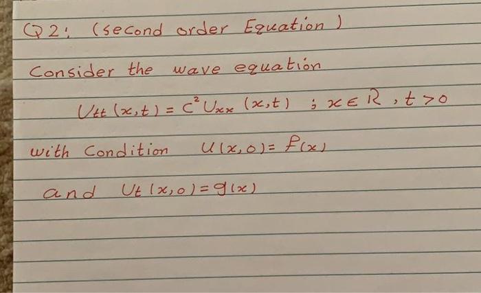 Solved Q2 Second Order Equation Consider The Wave Equ Chegg Com