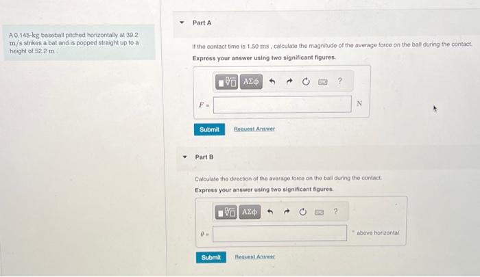 Solved A 0.145−kg Baseball Pitched Horizontally At 39.2 M/s | Chegg.com