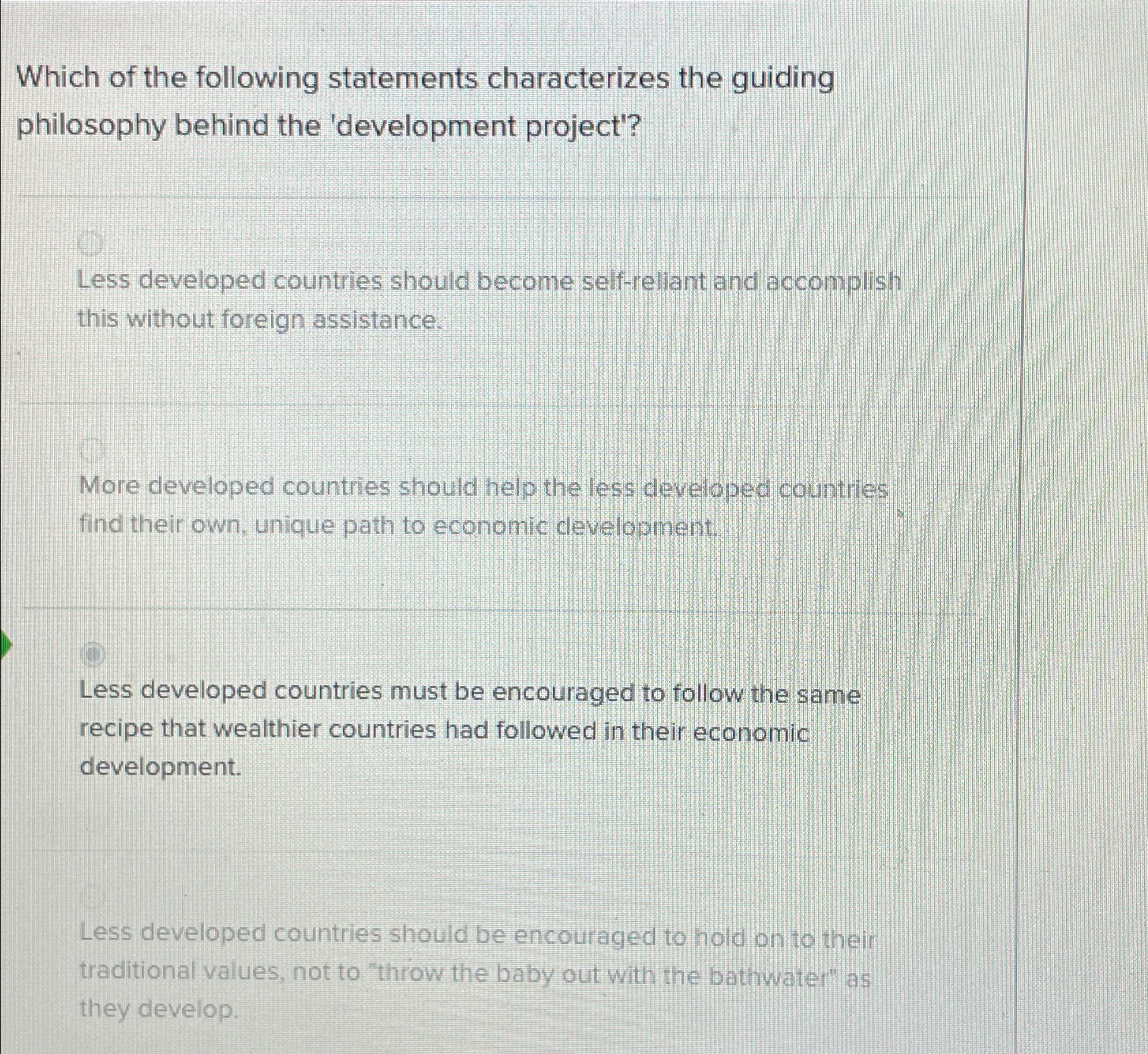 Solved Which of the following statements characterizes the | Chegg.com